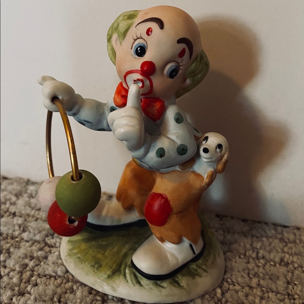 Clown and dog porcelain figurine!